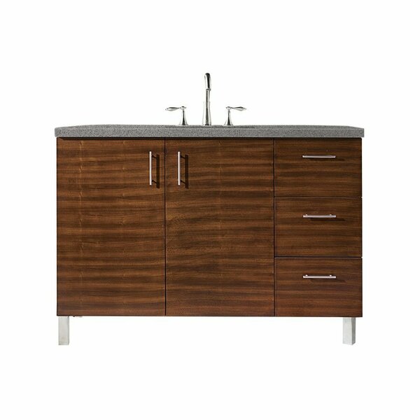 James Martin Vanities Metropolitan 48in Single Vanity, American Walnut w/ 3 CM Grey Expo Quartz Top 850-V48-AWT-3GEX